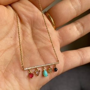 Anthropologie Gold Multi Stone Necklace